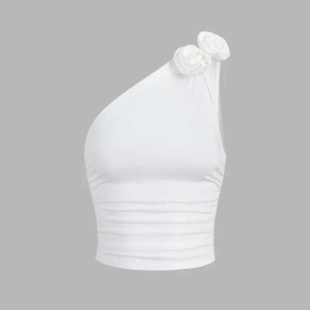 Commense Rosette One Strap Crop Top